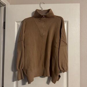 Amazon Women's tan High-Collar Sweatshirt